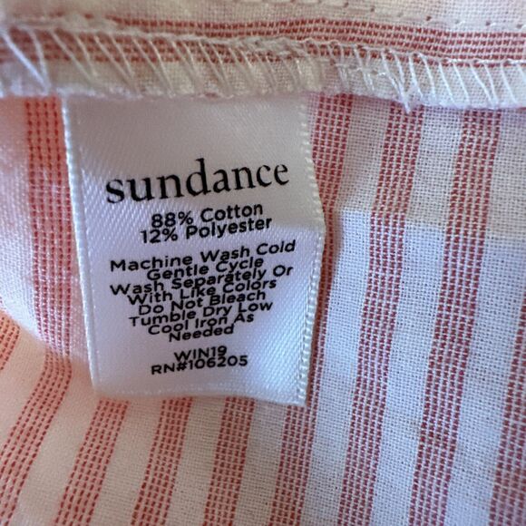 Sundance Womens Smocked V-Neck Julia Top Size S Pink Striped Cotton Long Sleeve - Picture 8 of 8